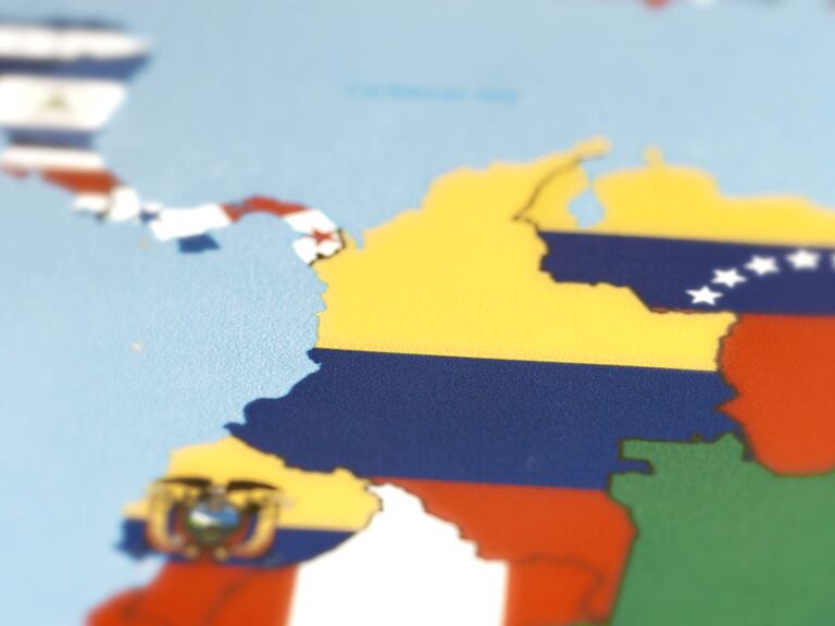 Mapa de Colombia y algunos países vecinos de Latinoamérica (Getty Images)