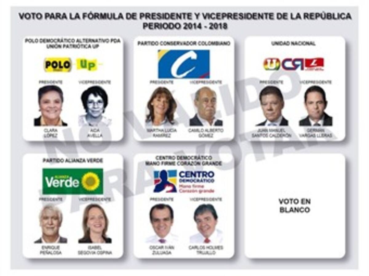 Así queda el 'tarjetón' para las elecciones presidenciales