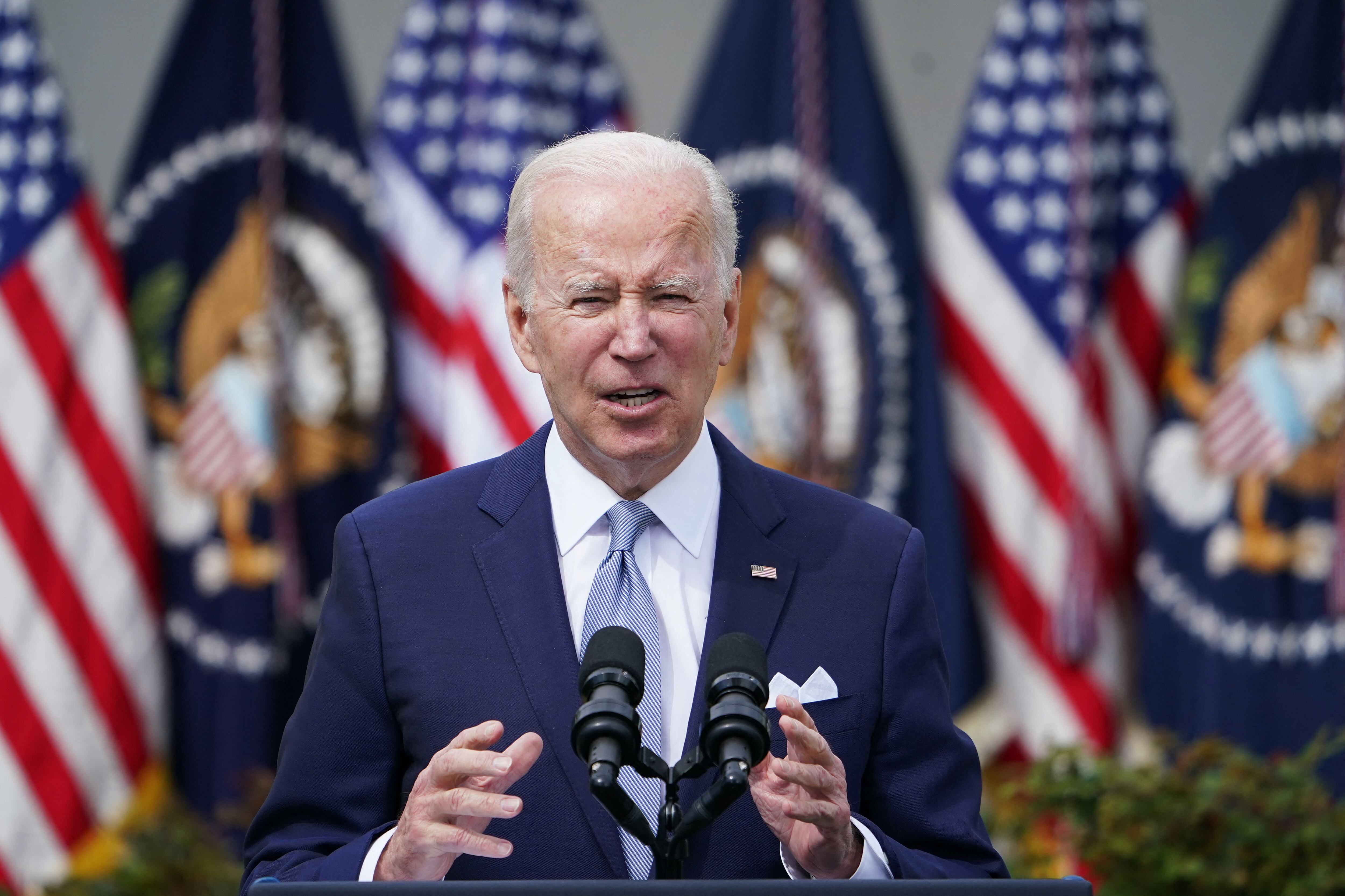 US President Joe Biden speaks on measures to combat gun crime from the Rose Garden of the White House in Washington, DC, on April 11, 2022. (Photo by MANDEL NGAN / AFP) (Photo by MANDEL NGAN/AFP via Getty Images)