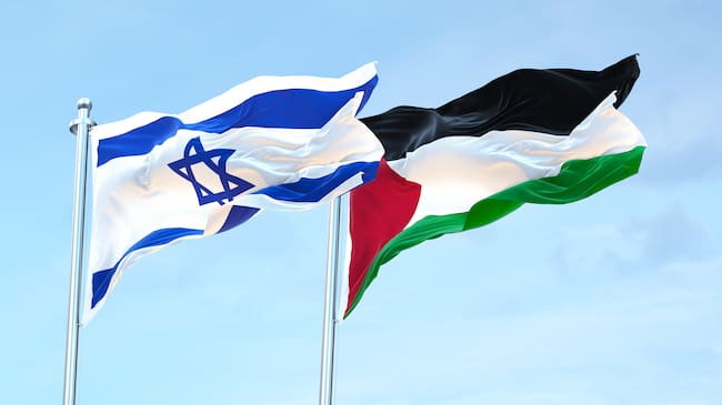 Bandera Israel y Palestina. Foto: Getty Images