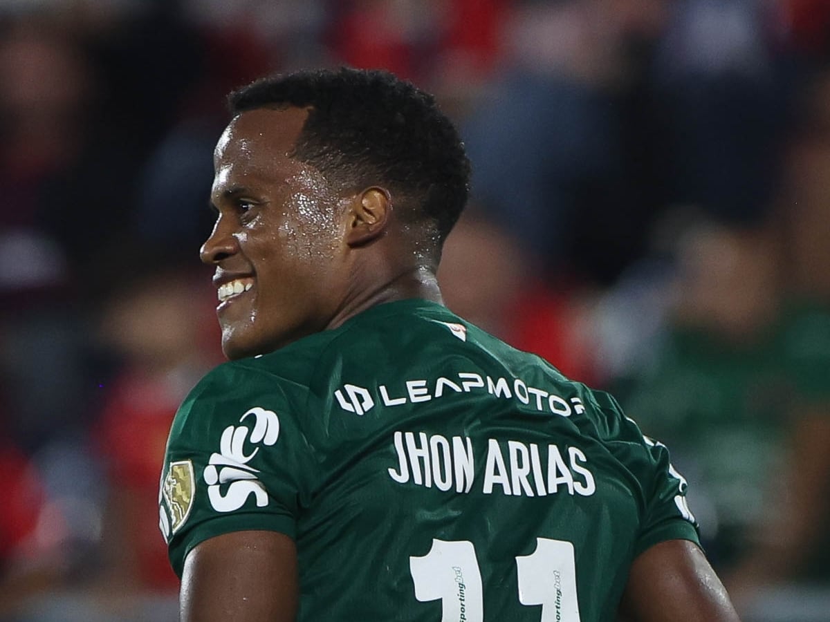 Jhon Arias tras marcar su primer gol en Copa Libertadores con Palmeiras / Twitter: @Palmeiras.