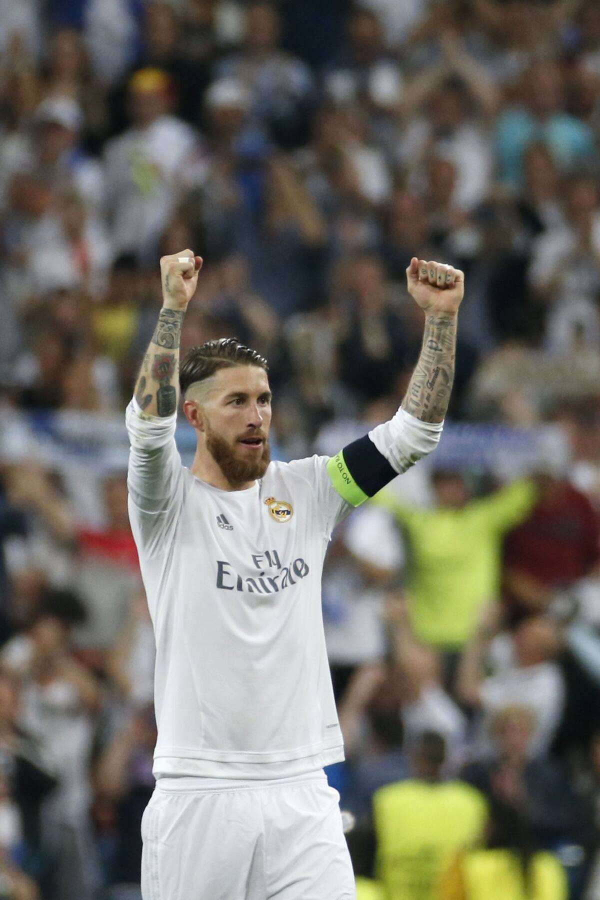 Sergio Ramos celebra la clasificación del Real Madrid a la final de la Liga de Campeones.