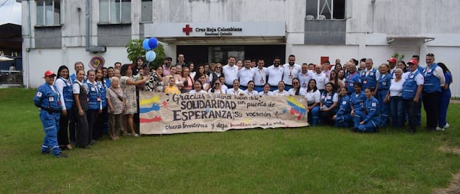 Reconocimiento a voluntarios del Quindío por su trabajo humanitario en Venezuela. Foto: Cortesía Cruz Roja Quindío