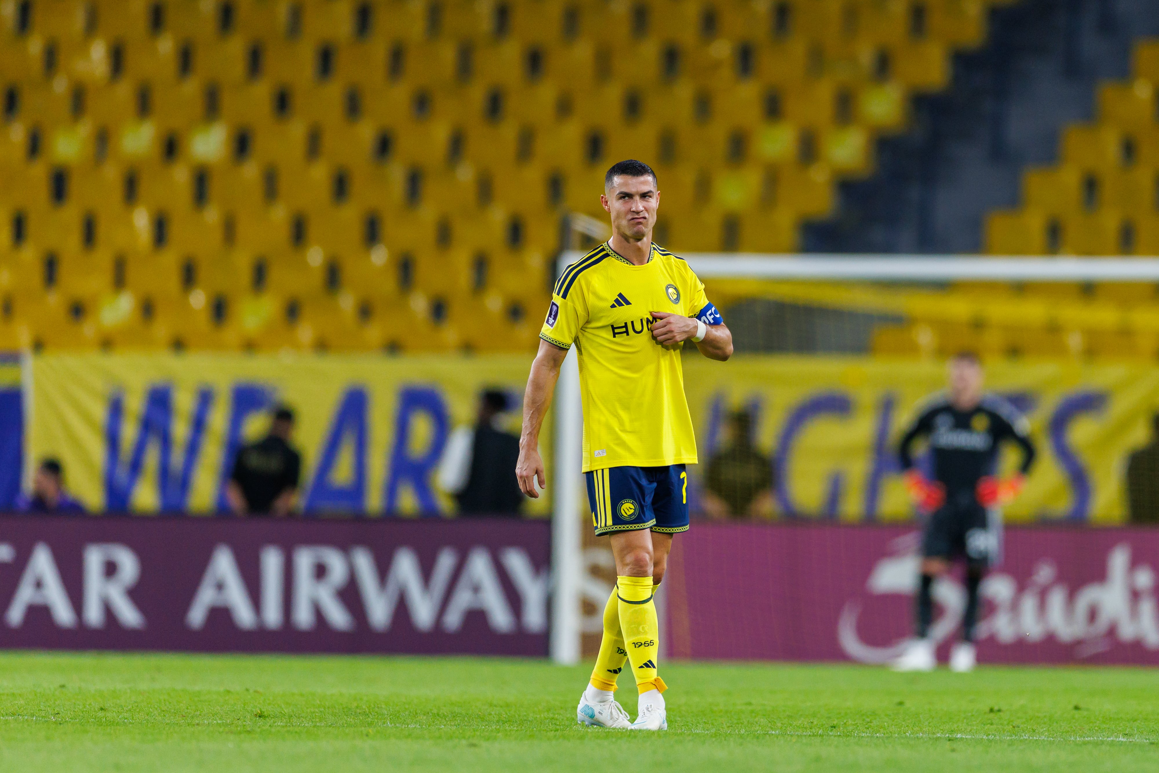 Cristiano Ronaldo marcó en el partido Al Nassr vs Neftchi: ¿Cuántos goles faltan para llegar a mil?. (Photo by Abdullah Ahmed/Getty Images)