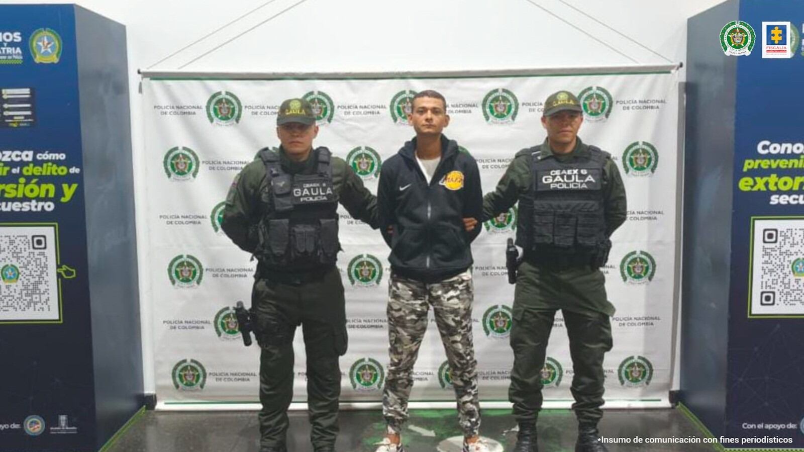 Captura presunto extorsionista. Cortesía: Fiscalía.