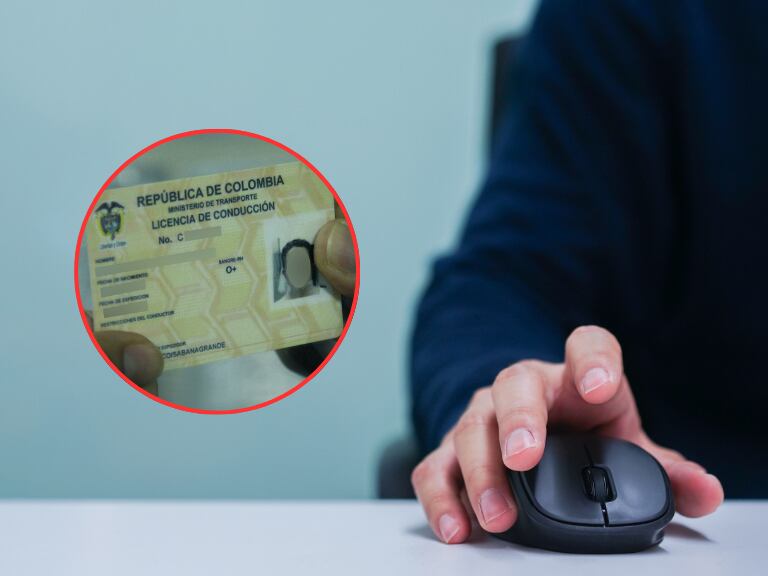 Persona usando un 'Mouse' y de fondo una licencia de conducción de Colombia (Fotos vía Getty Images)