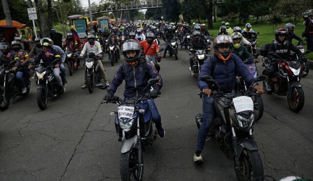 Bloqueo de motos en Bogotá