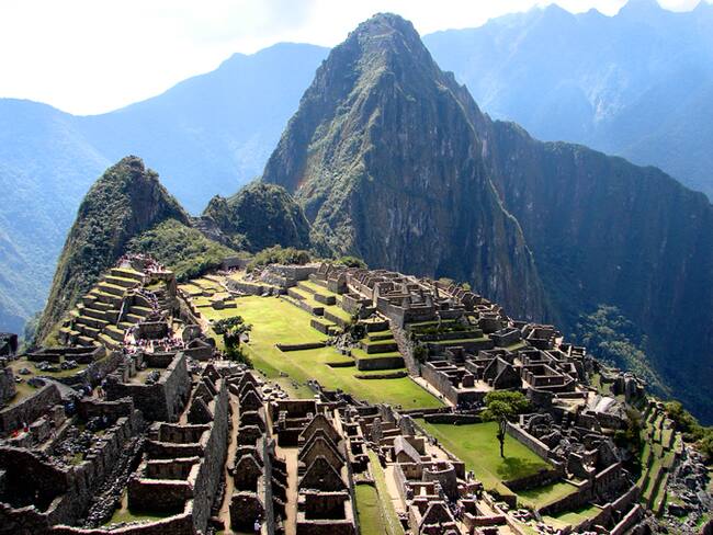 Incan ruins of Machu Picchu, in Peru, seen on clear day.
