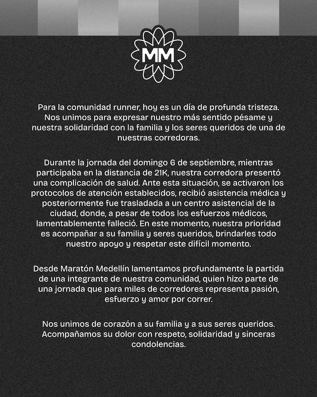 Murió una de las dos personas que reportaron afectaciones de salud durante la Maratón Medellín
