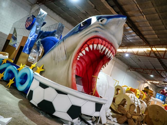 Carroza en homenaje al Junior en la Batalla de Flores 2023./ Foto: Carnaval S.A