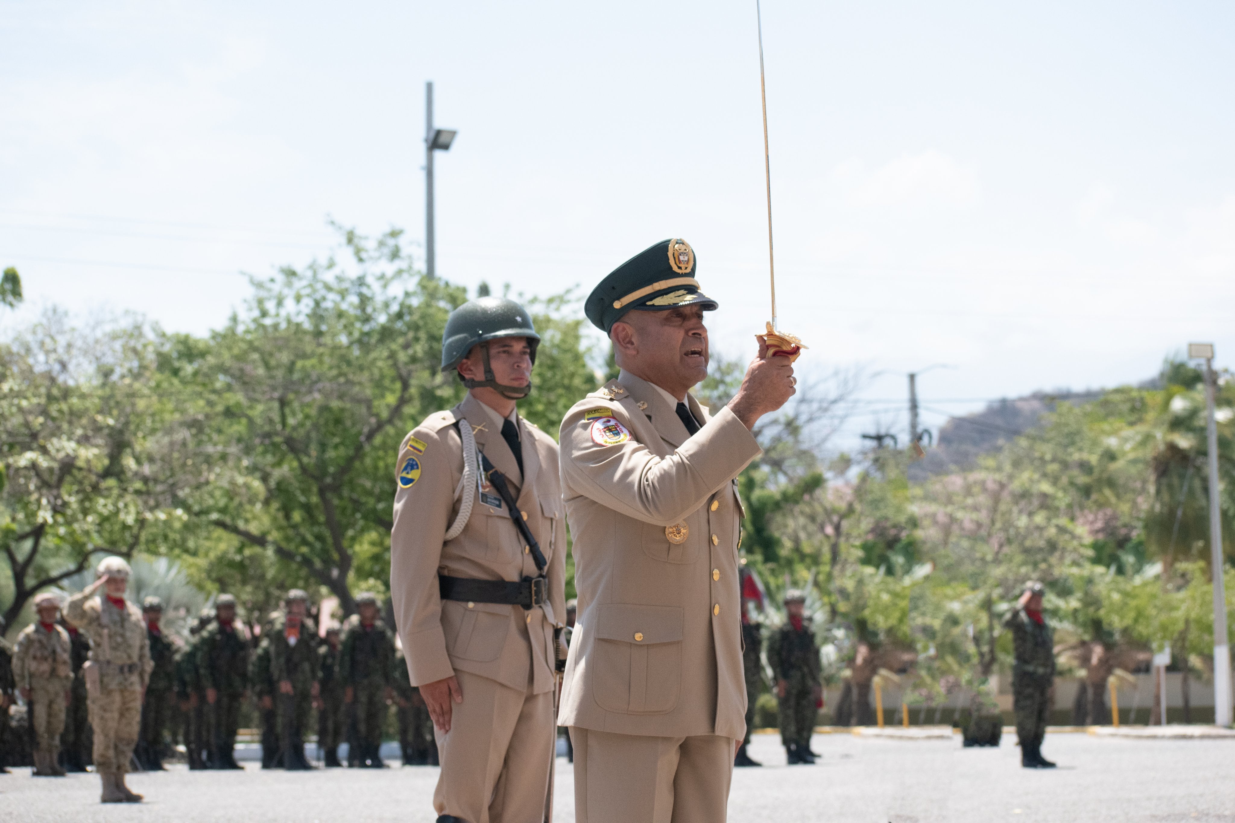 La transmisión de mando se llevó a cabo en la Plaza de Armas del Batallón José María Córdova, en Santa Marta. Foto: Primera División del Ejército Nacional