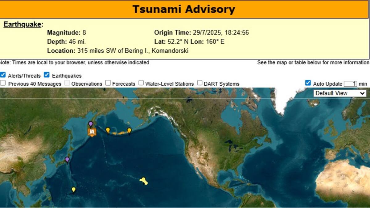 Alerta de tsunami en el Pacífico tras sismo de magnitud 8.7 cerca de la costa rusa
