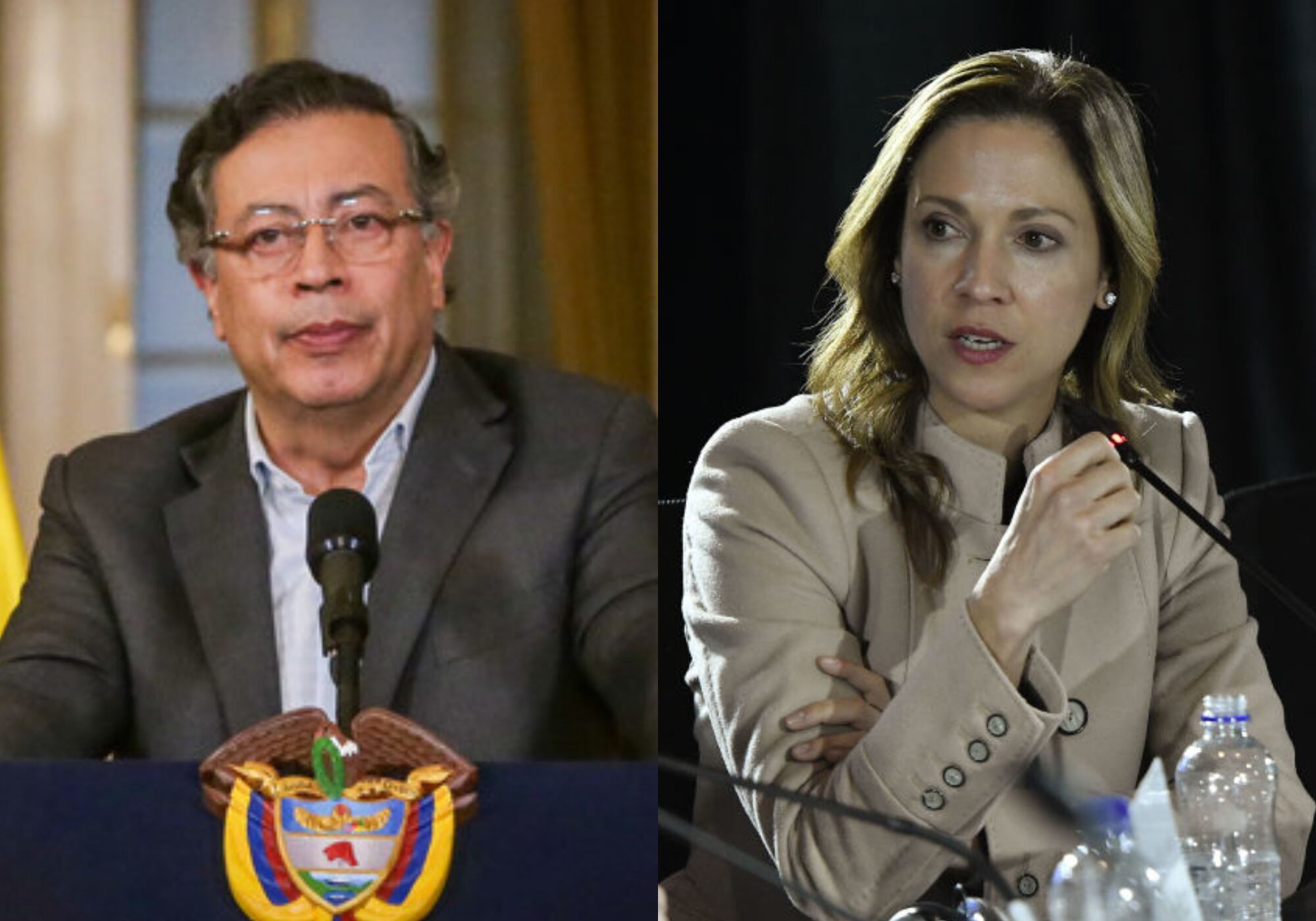 Gustavo Petro y María Claudia Lacouture. Foto: (Colprensa - Catalina Olaya) / (Photo by Gabriel Aponte/Getty Images for Concordia Summit)