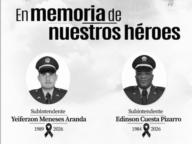 Policías asesinados en Tolima. Foto: Policía Nacional