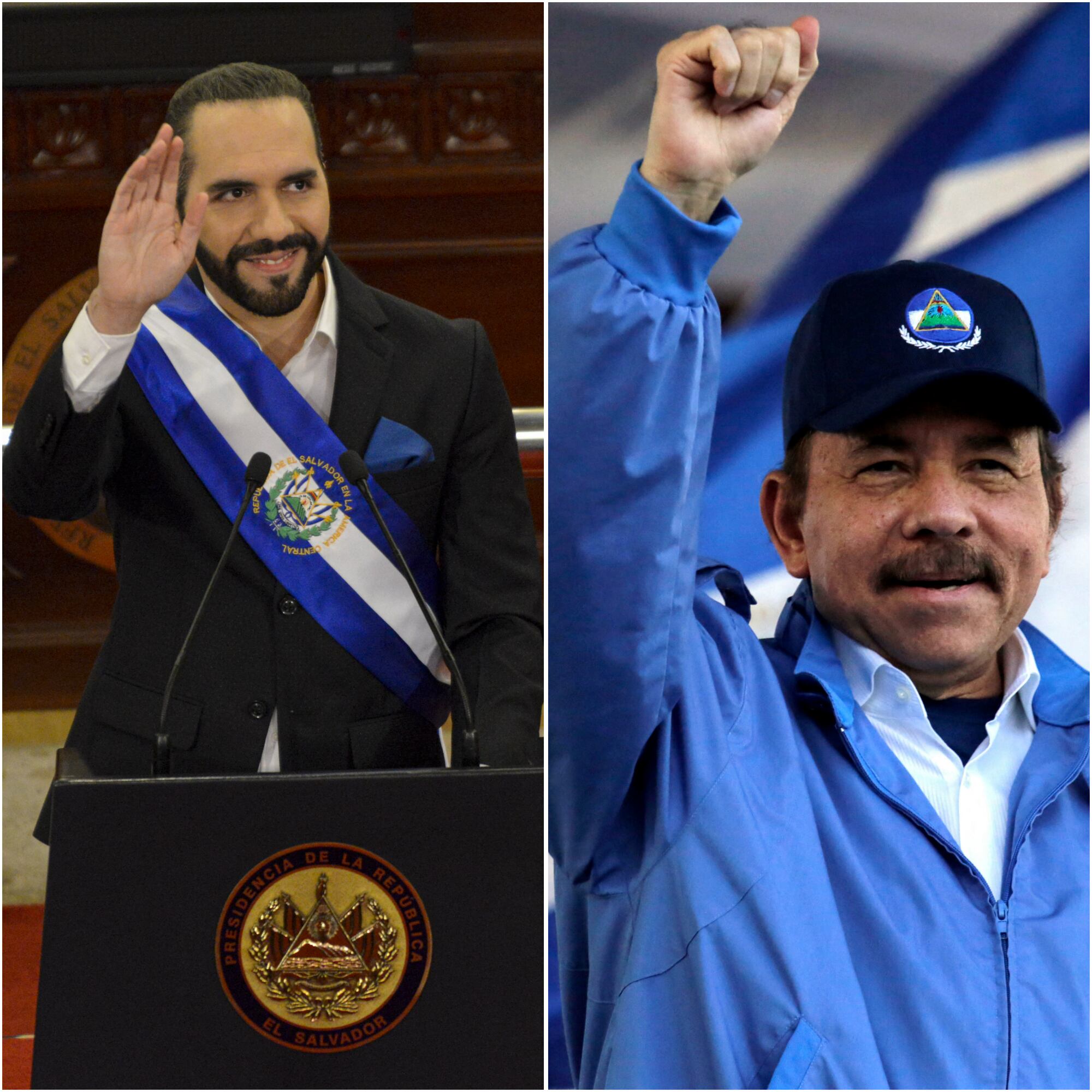 El presidente de El Salvador, Nayib Bukele (izq) y el presidente de Nicaragua, Daniel Ortega (der). 
(Foto: Getty)