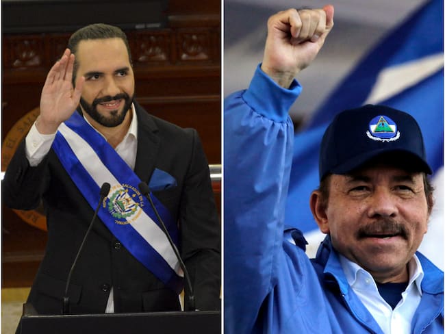 El presidente de El Salvador, Nayib Bukele (izq) y el presidente de Nicaragua, Daniel Ortega (der). 
(Foto: Getty)