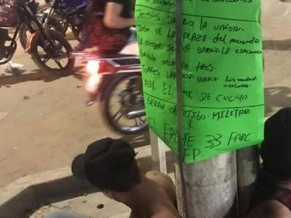 Disidencias amarraron a dos hombres a un poste en Tibú