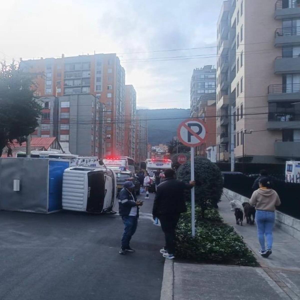 Grave accidente de tránsito en el norte de Bogotá: involucró un bus escolar y un camión con mascotas