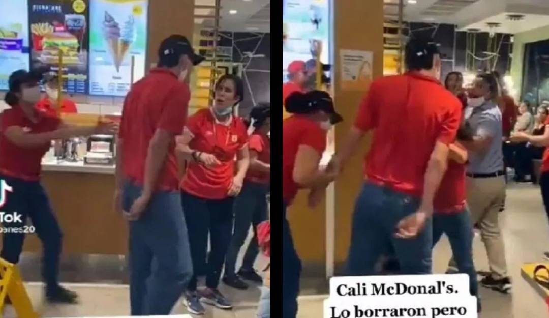 Captura de video - Empleado de Mcdonals en Cali se agarró con cliente