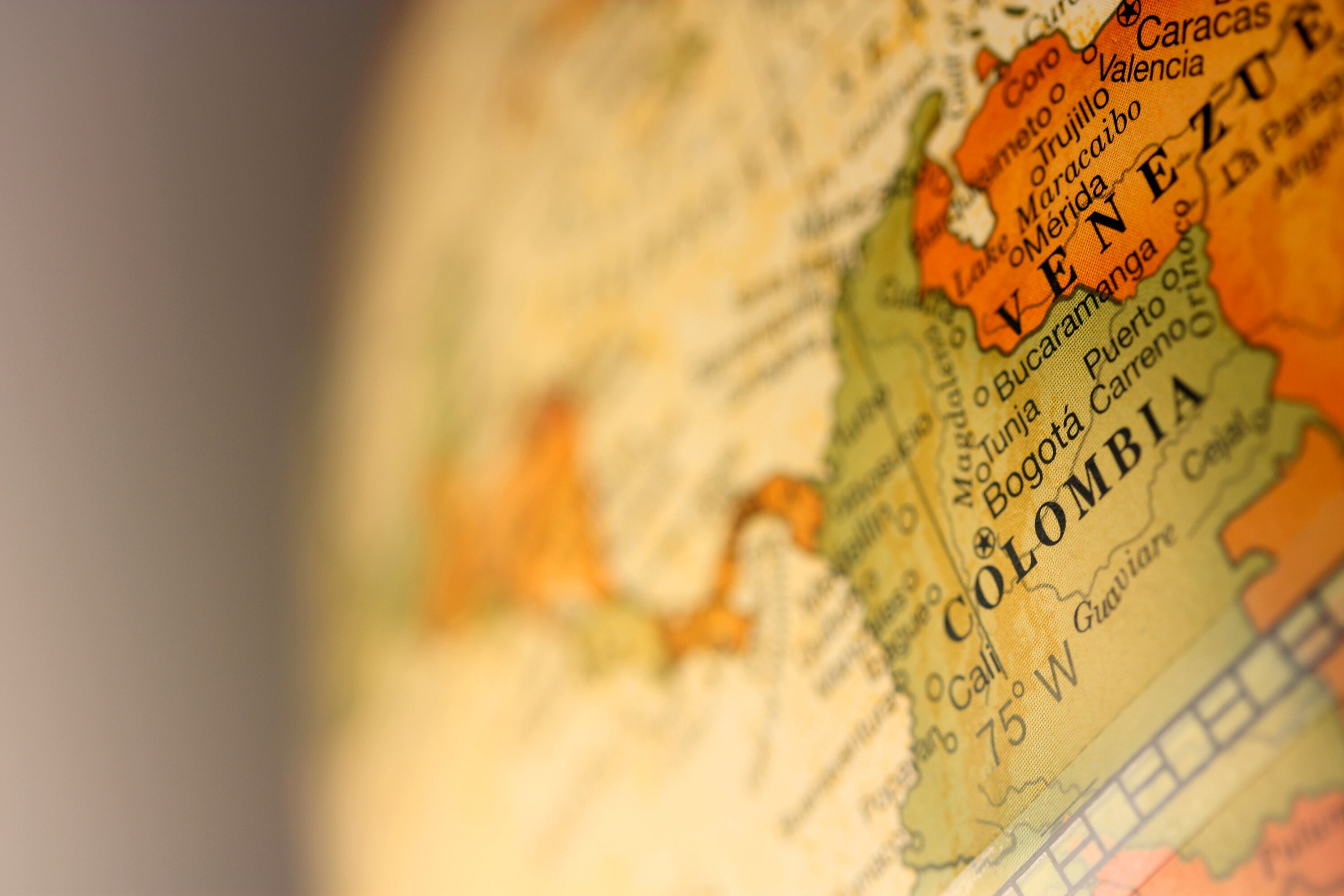 Close-up mapa de Colombia (Getty Images)