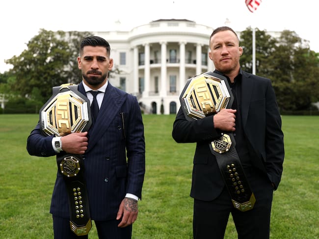 Ilia Topuria y Justin Gaethje. Foto: Getty Images.