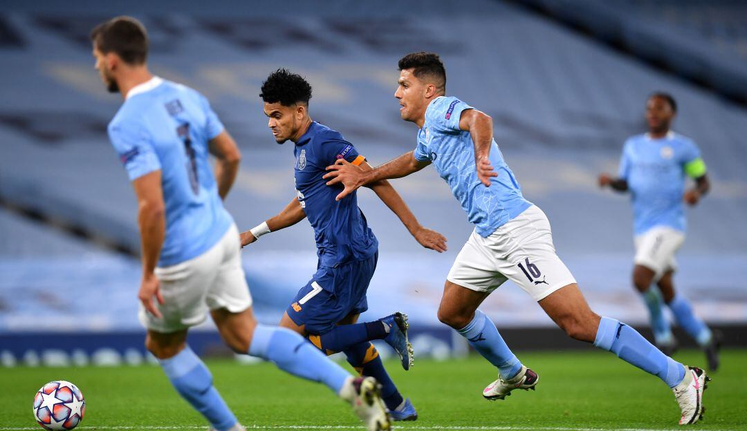 Luis Díaz en la acción del gol contra el Manchester City en la Champions League del 2020