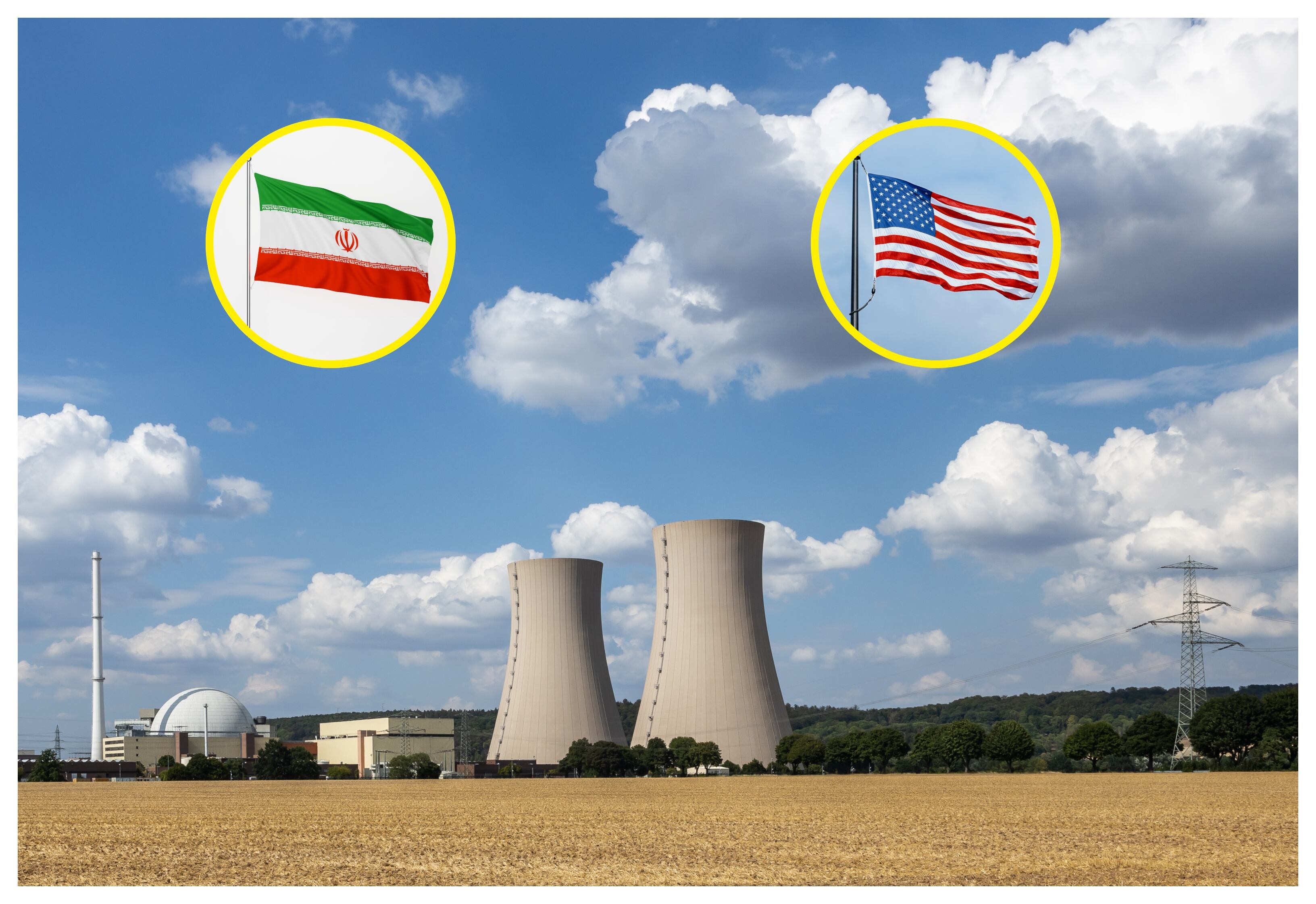 Referencia de programa nuclear, banderas de Irán y EE.UU. Foto: Getty Images.