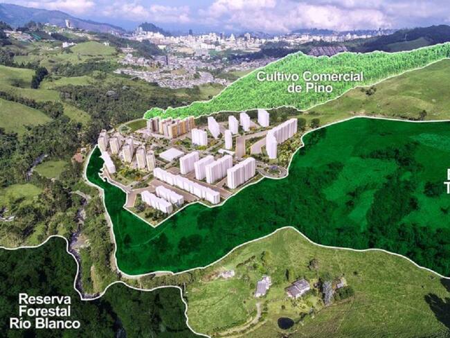 Mapa del sector del proyecto de vivienda en la Reserva de Río Blanco