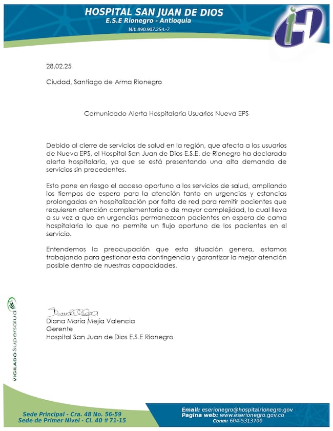 Comunicado hospital