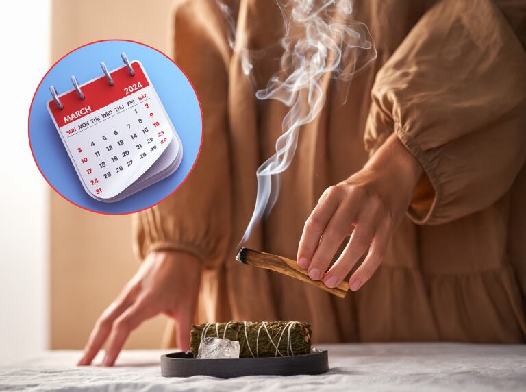 Mujer haciendo rituales en casa / calendario de febrero (Getty Images)