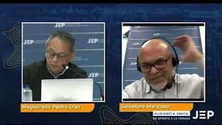 Mancuso durante la audiencia desde Georgia (Estados Unidos). Foto / JEP