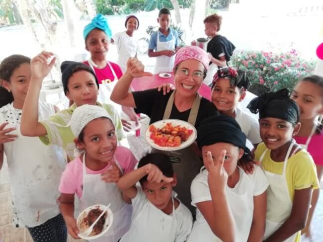 Taller de cocina para niños en Dibuya, Guajira
