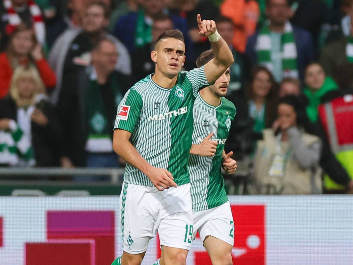 Rafael Santos Borré anota golazo en su primer partido como titular en Werder Bremen