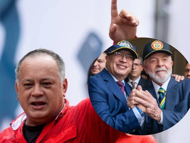 Diosdado Cabello y los presidentes de Colombia, Gustavo Petro, y de Brasil Lula da Silva
