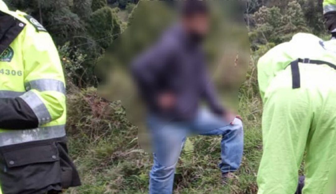 Lugar donde fue hallado el cuerpo sin vida de un hombre, en Villamaría, Caldas.