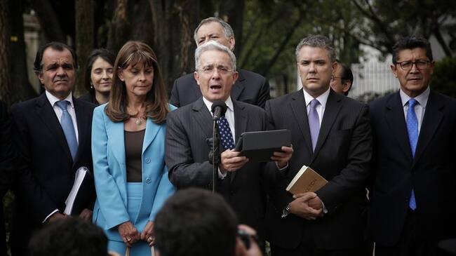 Óscar Iván Zuluaga, Marta Lucía Ramírez, Alvaro Uribe e Iván Duque. Foto: Colprensa/Luisa González