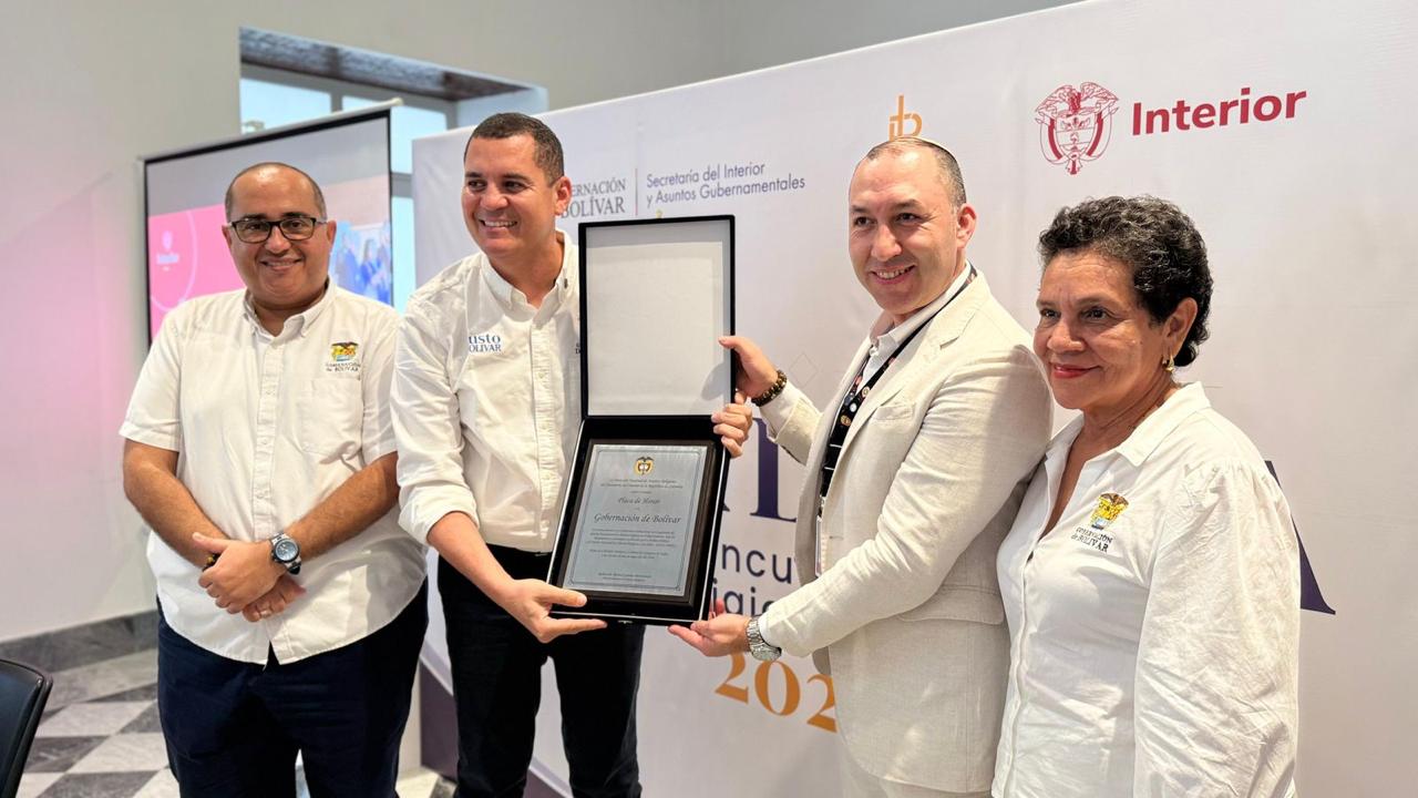 Reconocimiento recibido de MinInterior. // Gobernación de Bolívar