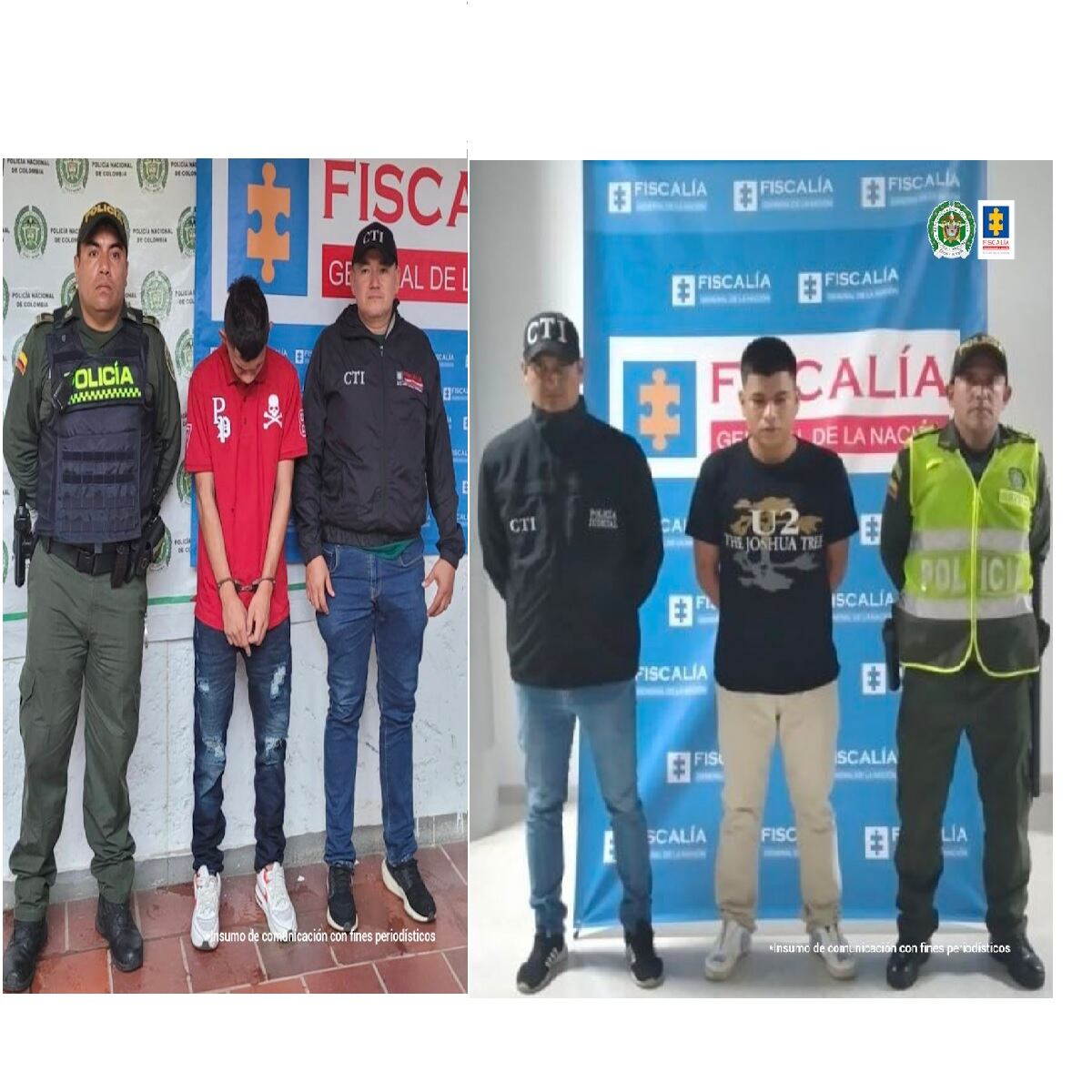 Las capturas se materializaron en Ibagué y Lérida, Tolima