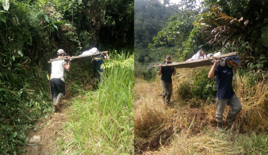 Traslado por los caminos de la vereda El Hoyo