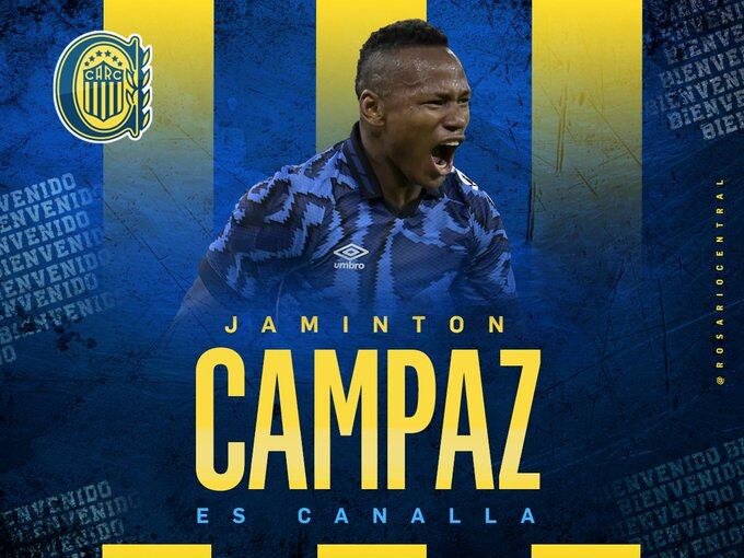 Jaminton Campaz, nuevo jugador de Rosario Central / Twitter: @RosarioCentral