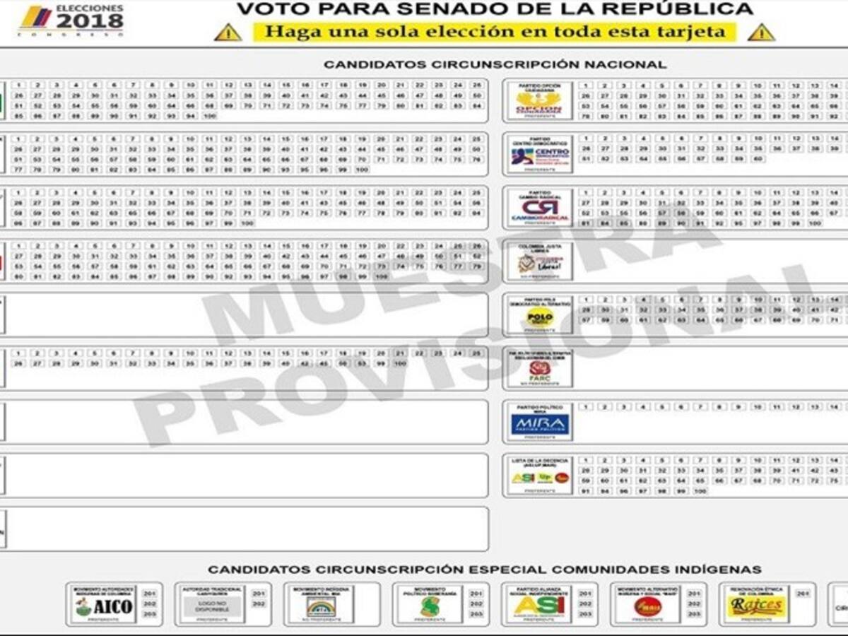 Ya quedaron definidos los tarjetones para las elecciones a Congreso