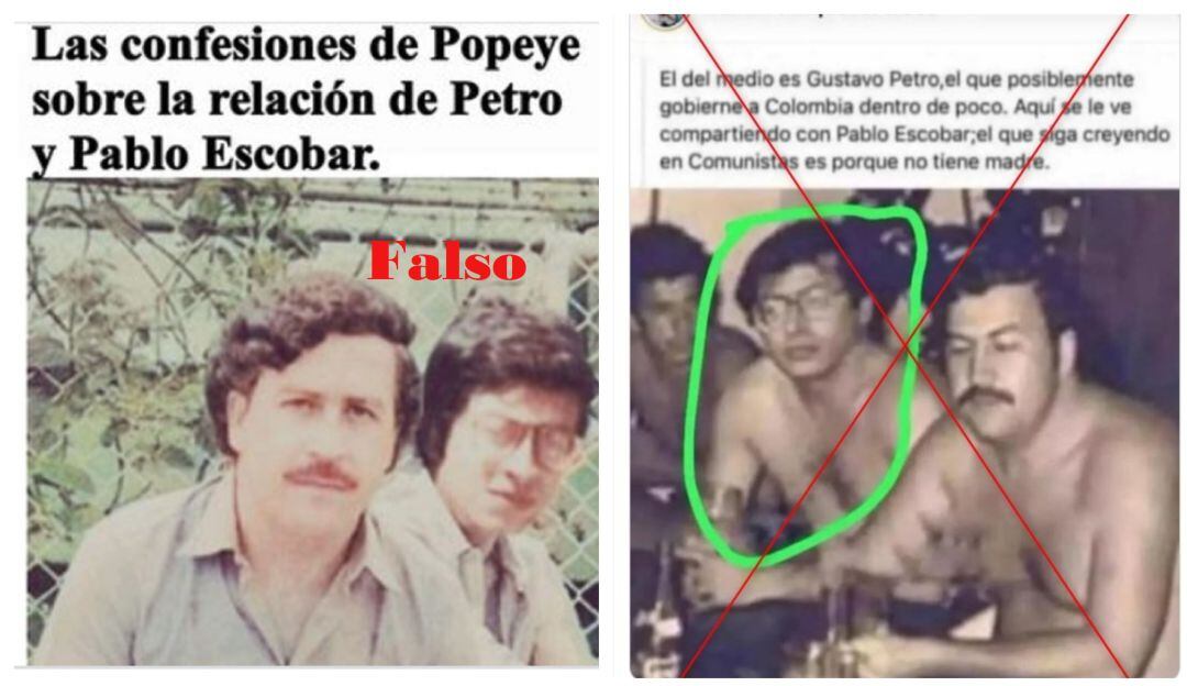 Fotos de Gustavo Petro junto a Pablo Escobar son montajes