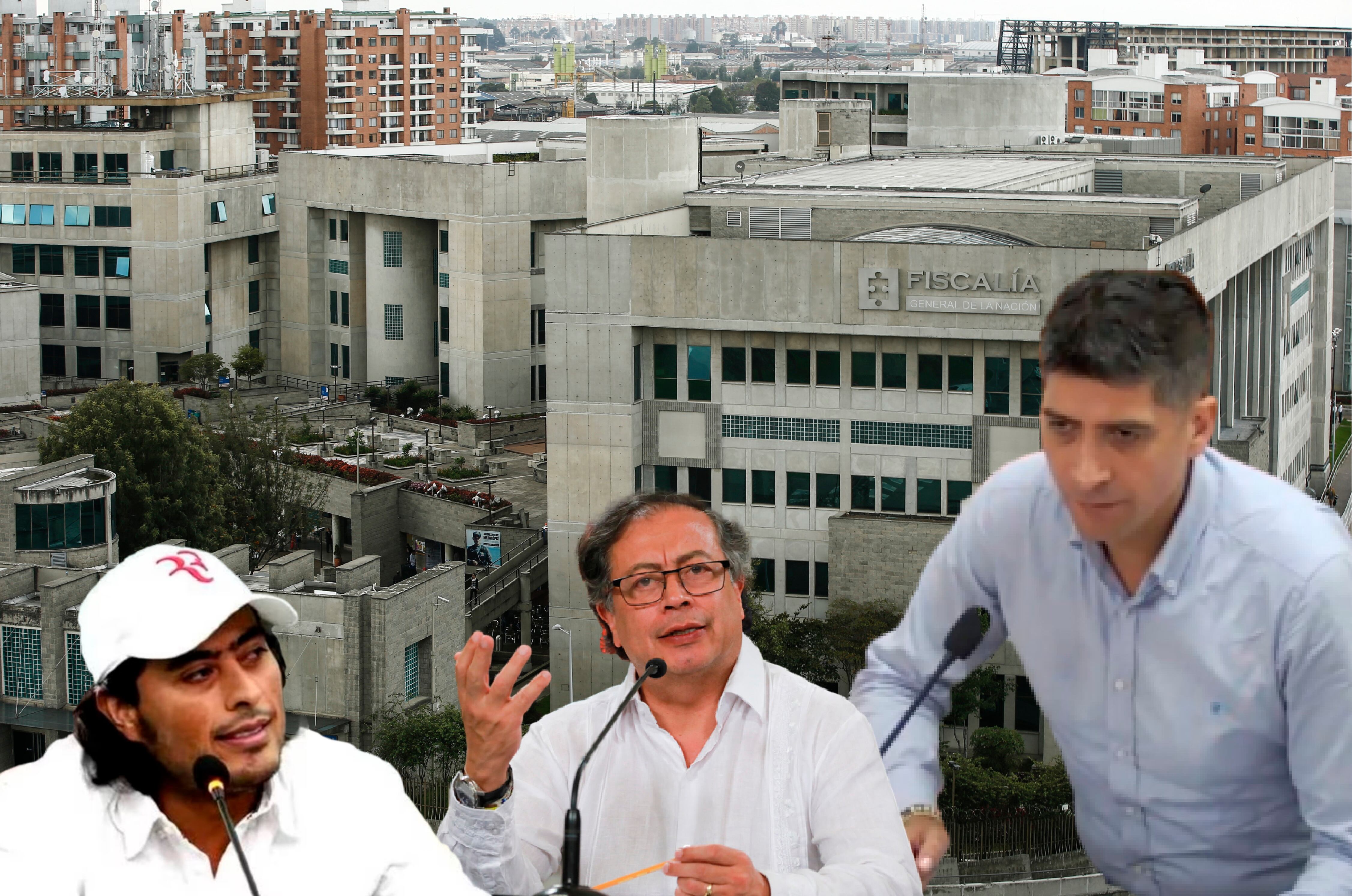 El fiscal Mario Burgos, el Presidente de la República Gustavo Petro, y su hijo Nicolás Petro, hoy acusado de lavado de activos y enriquecimiento ilícito