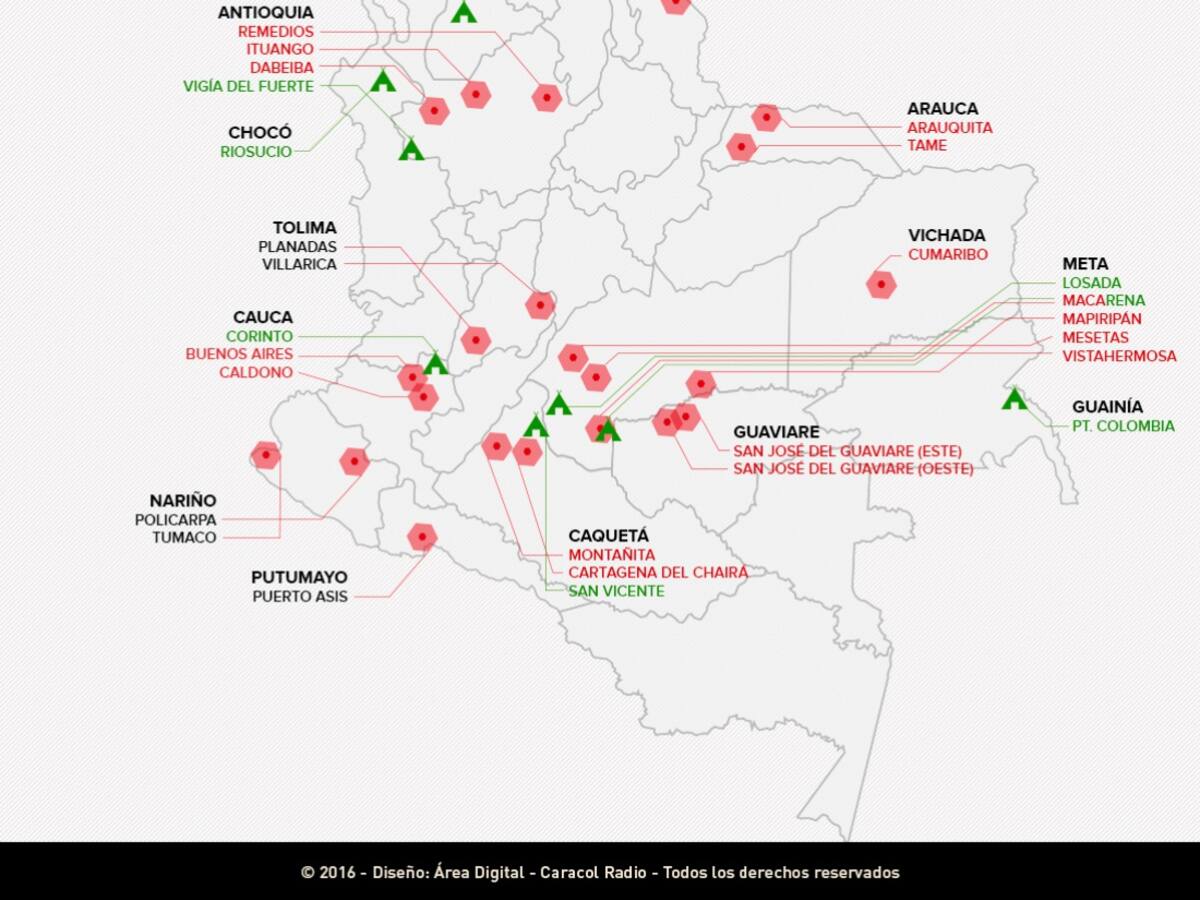 Vea aquí los sitios donde se concentrarán los guerrilleros de las Farc
