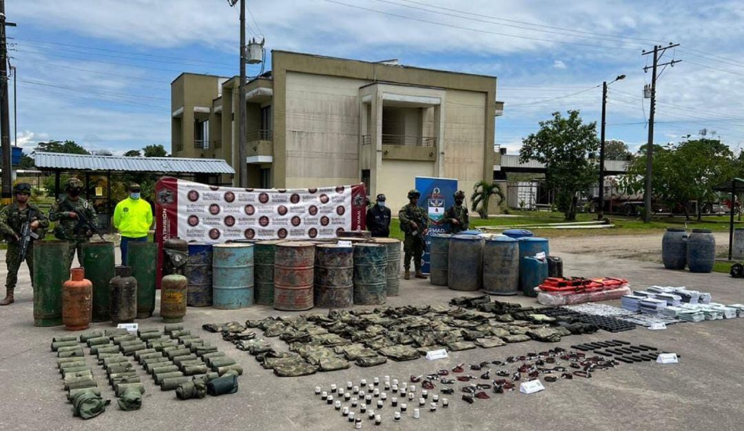 La operación militar que permitió la incautación de material de guerra, explosivos e intendencia.