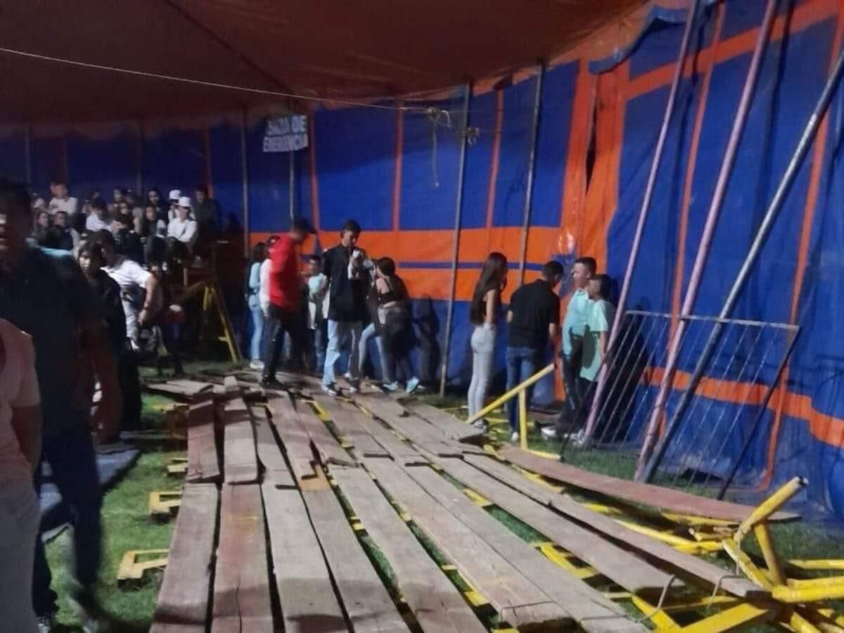 Las graderías de un circo en Villamaría, Caldas, colapsaron y dejaron personas heridas