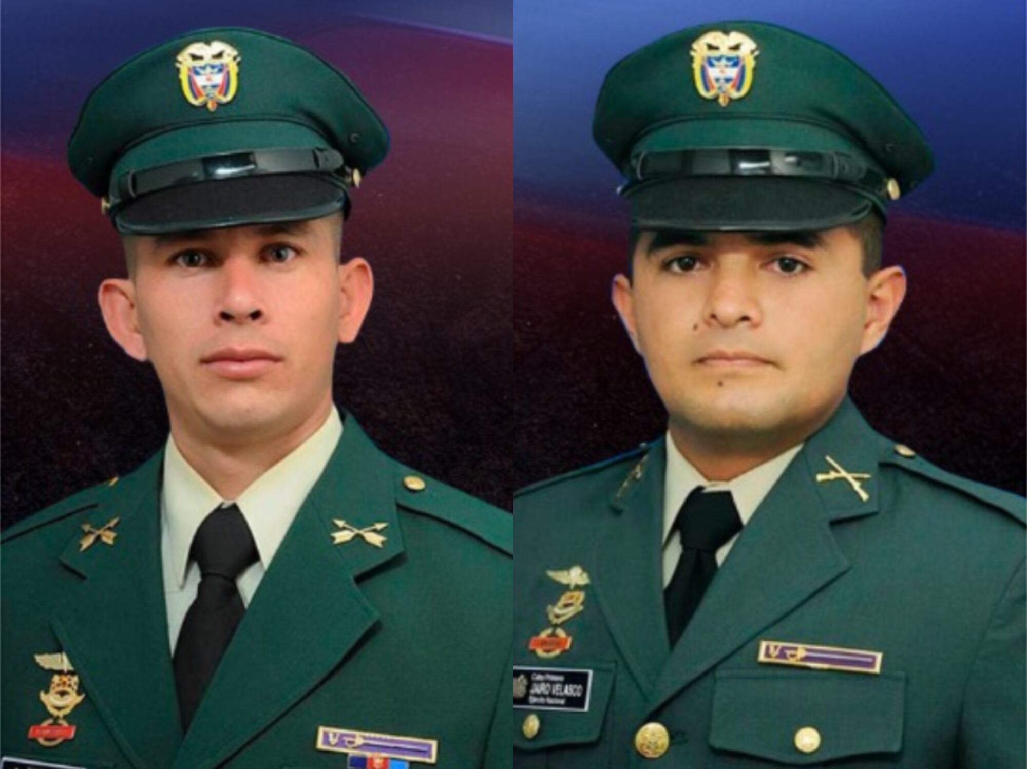 Uniformados Ramiro Cruz y Jairo Velasco. Foto: Fuerzas Militares