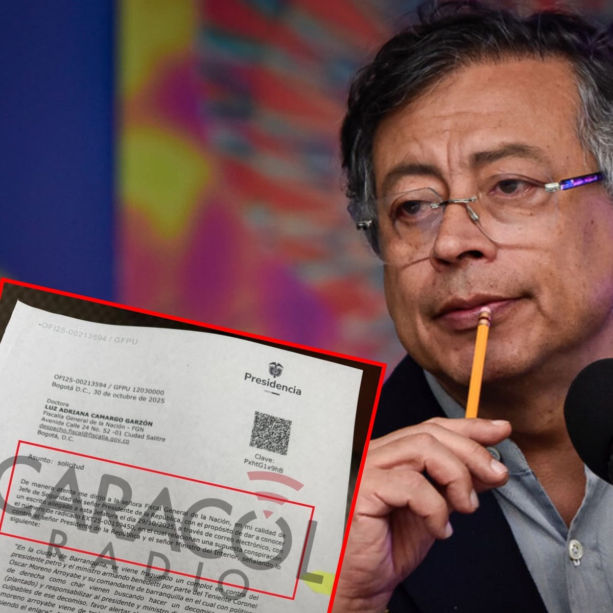 La carta con la que Presidencia notificó a Fiscalía del anónimo sobre presunto plan contra Petro