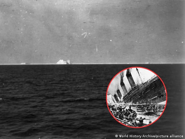 Fotografía tomada a un iceberg desde uno de los buques de rescate que llegaron al lugar del incidente del Titanic. / Foto: DW y World History Archive / Picture Alliance. - La segunda foto es una imagen de referencia de Getty Images.