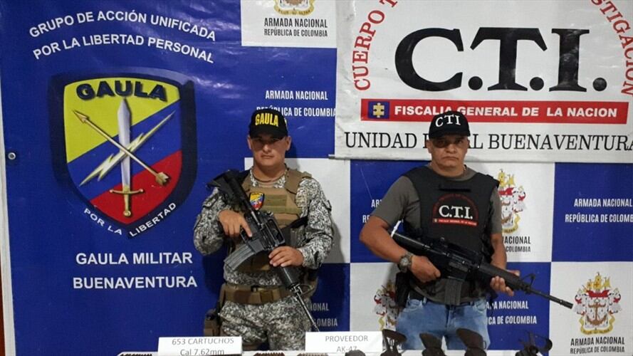 Descubren arsenal del 'Clan del Golfo' en Buenaventura. Foto: Fuerza Naval del Pacífico de la Armada